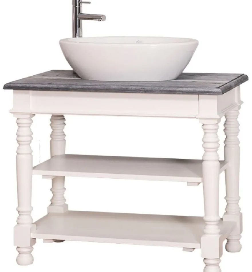 Casa Padrino Landhausstil Waschtisch Weiß / Grau 90 x 54 x H. 74 cm - Badezimmermöbel im Landhausstil