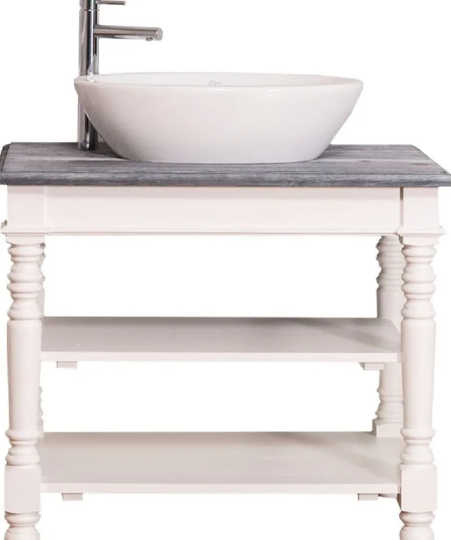 Casa Padrino Landhausstil Waschtisch Weiß / Grau 90 x 54 x H. 74 cm - Badezimmermöbel im Landhausstil