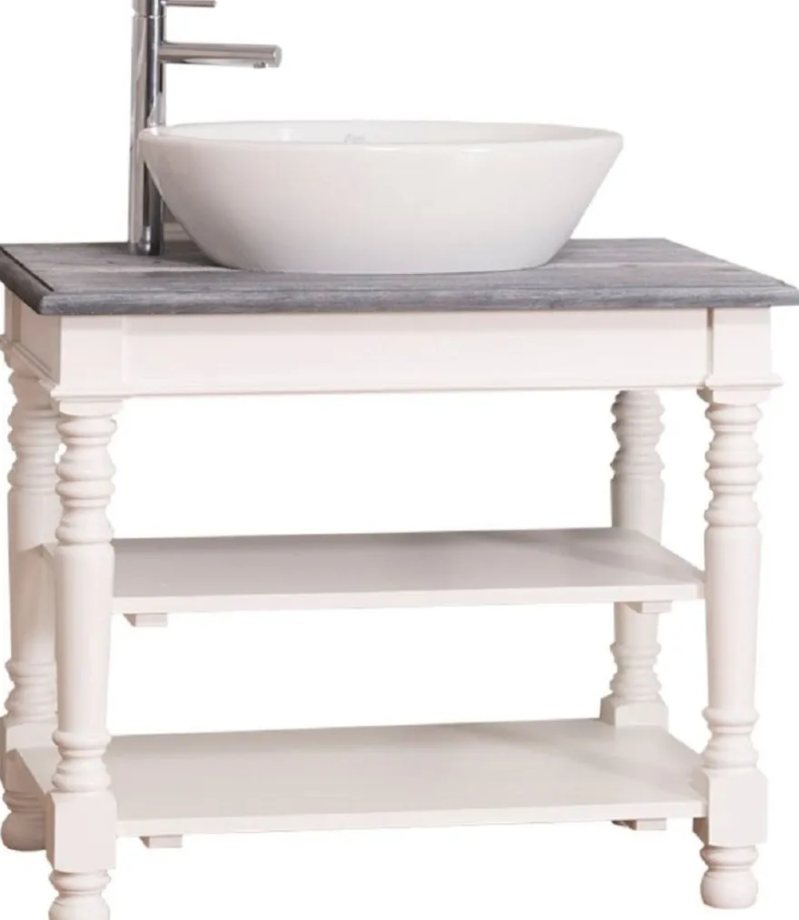 Casa Padrino Landhausstil Waschtisch Weiß / Grau 90 x 54 x H. 74 cm - Badezimmermöbel im Landhausstil