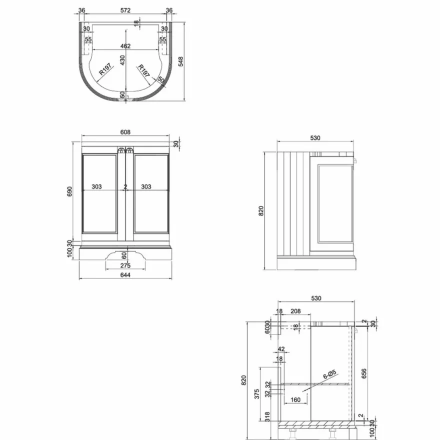 Casa Padrino Landhausstil Waschbeckenschrank Weiß / Grau H. 93 cm - Badezimmer Möbel