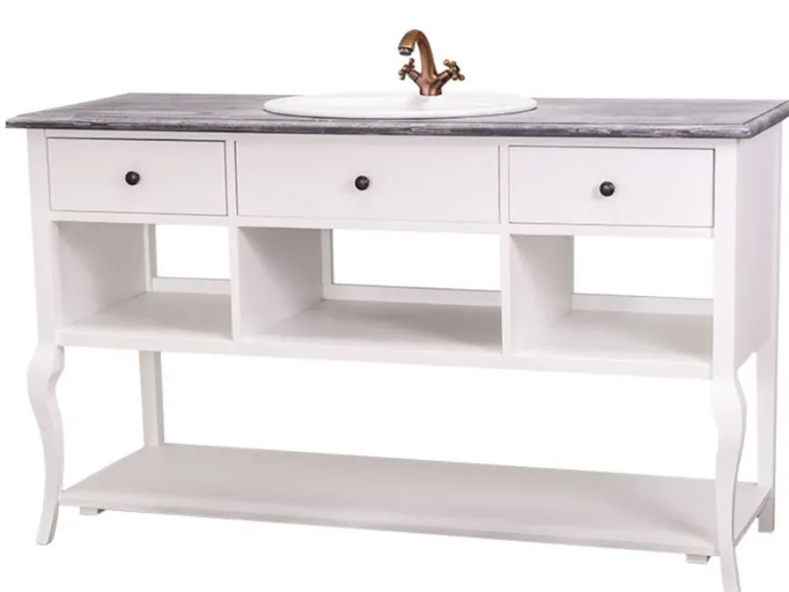 Casa Padrino Landhaus Stil Waschschrank Waschtisch Ohne Waschbecken Grau / Weiss - Bad Schrank