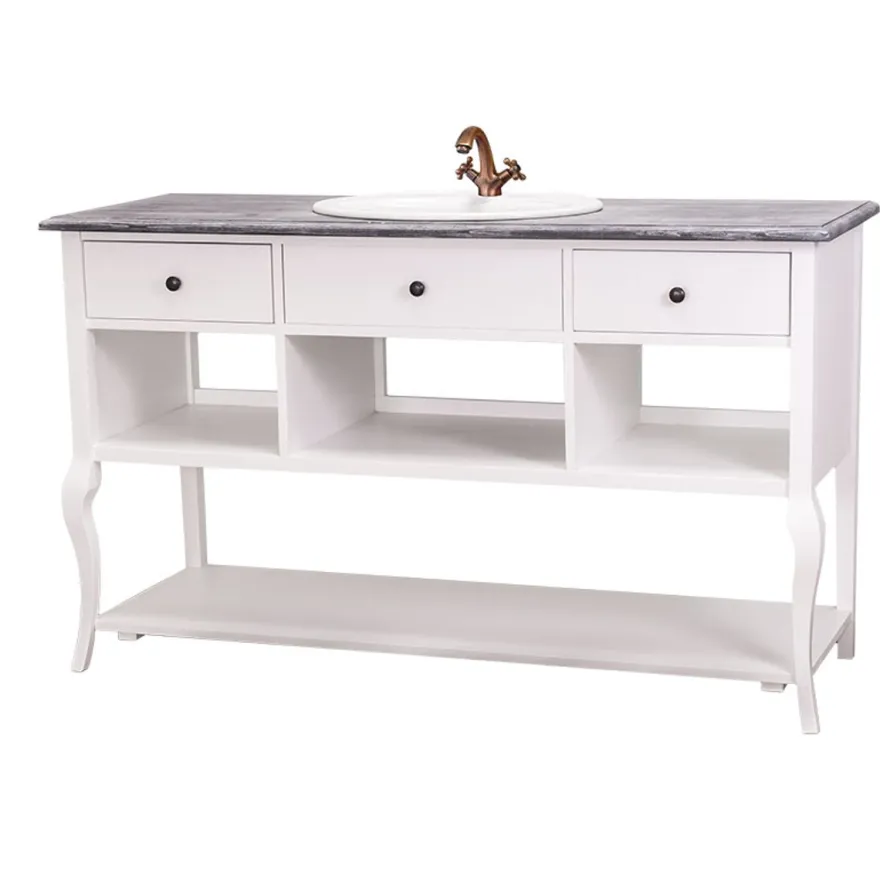 Casa Padrino Landhaus Stil Waschschrank Waschtisch Ohne Waschbecken Grau / Weiss - Bad Schrank