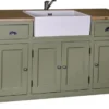 Casa Padrino Landhausstil Waschbeckenschrank Grün / Naturfarben 155 x 65 x H. 90 cm - Waschtisch mit 4 Türen und 2 Schubladen