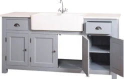 Casa Padrino Landhausstil Waschbeckenschrank Blau / Weiß 180 x 65 x H. 90 cm - Waschtisch mit 4 Türen und 2 Schubladen