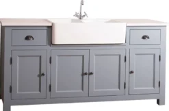 Casa Padrino Landhausstil Waschbeckenschrank Blau / Weiß 180 x 65 x H. 90 cm - Waschtisch mit 4 Türen und 2 Schubladen