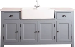 Casa Padrino Landhausstil Waschbeckenschrank Blau / Weiß 180 x 65 x H. 90 cm - Waschtisch mit 4 Türen und 2 Schubladen
