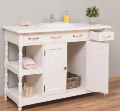 Casa Padrino Landhausstil Waschtisch Weiß 128 x 54 x H. 91 cm - Massivholz Waschbeckenschrank - Landhausstil Badezimmer Möbel