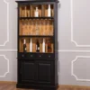 Casa Padrino Landhausstil Weinschrank Schwarz / Naturfarben 103 x 36 x H. 210 cm - Barschrank im Landhausstil