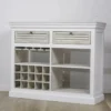 Casa Padrino Landhausstil Weinschrank Weiß / Naturfarben 120 x 40 x H. 104 cm - Barschrank mit 15 Flaschenfächern