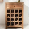 Casa Padrino Landhausstil Weinschrank mit Schublade und Weinflaschen Regal Naturfarben 56 x 31 x H. 81 cm - Barschrank aus recyceltem Massivholz - Bar Möbel - Landhausstil Möbel