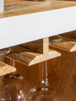 Casa Padrino Landhausstil Weinschrank Weiß / Naturfarben 72 x 40 x H. 196 cm - Handgefertigter Massivholz Barschrank - Barmöbel im Landhausstil