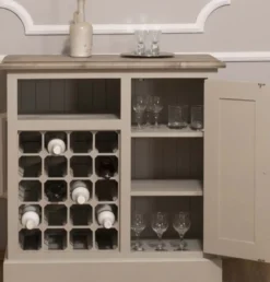 Casa Padrino Landhausstil Weinschrank mit Tür Beige / Naturfarben 90 x 41 x H. 90 cm - Landhausstil Möbel