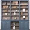 Casa Padrino Landhausstil Wohnzimmerschrank Blau / Grau 229 x 51 x H. 244 cm - Massivholz Schrank - Bücherschrank - Regalschrank - Landhausstil Möbel