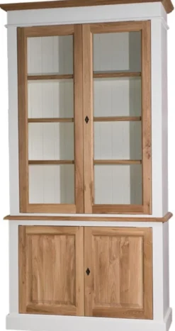 Casa Padrino Landhausstil Wohnzimmerschrank Massivholz Weiß / Naturfarben 119 x 48 x H. 228 cm