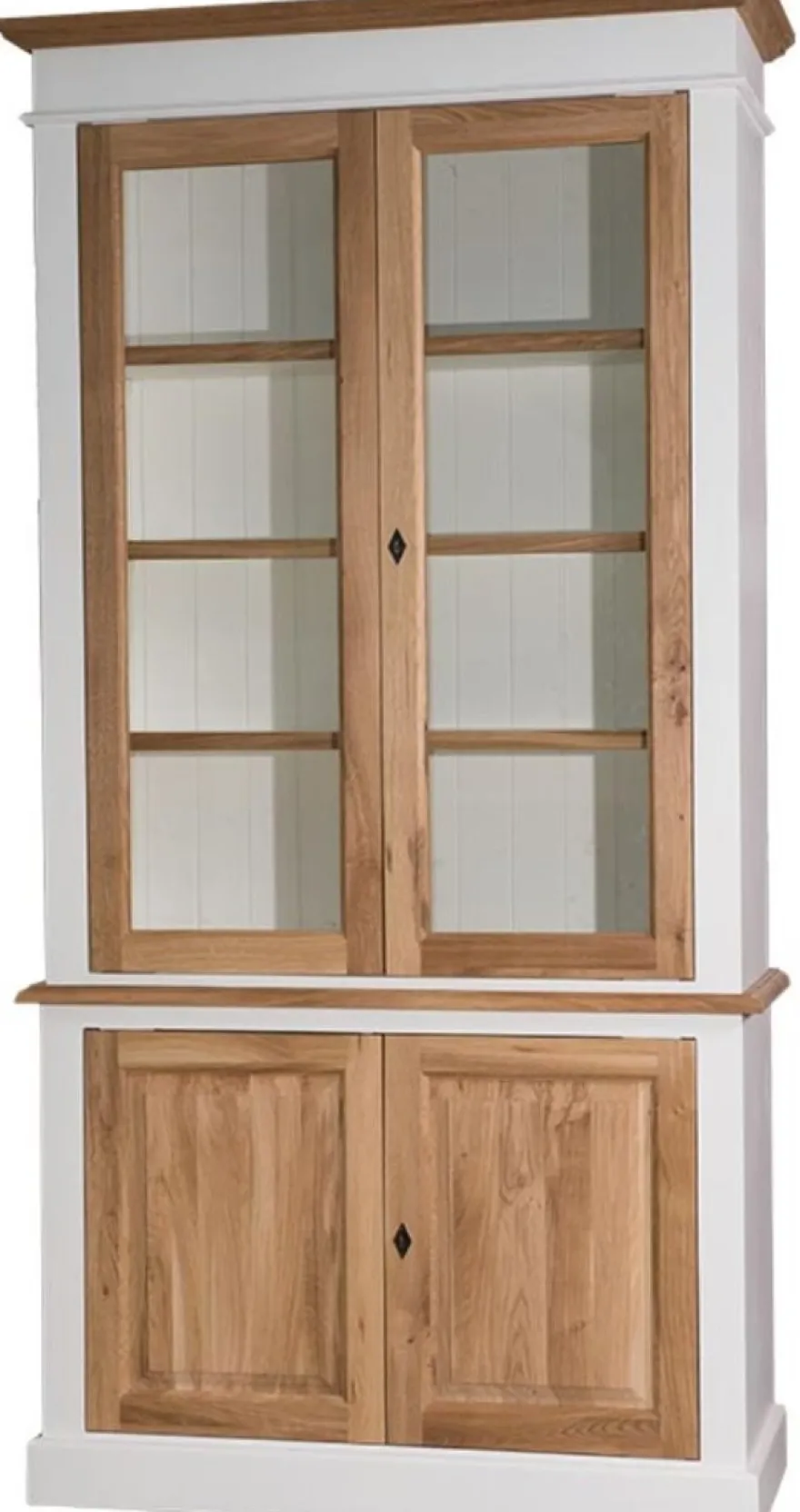 Casa Padrino Landhausstil Wohnzimmerschrank Massivholz Weiß / Naturfarben 119 x 48 x H. 228 cm