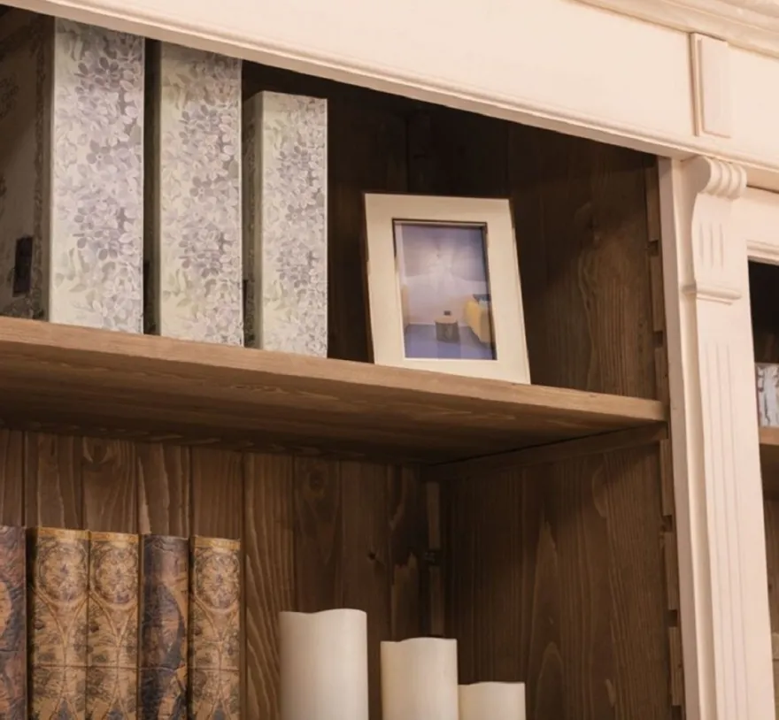 Casa Padrino Landhausstil Wohnzimmerschrank Cremefarben / Braun 286 x 51 x H. 228 cm - Massivholz Schrank - Bücherschrank - Regalschrank - Landhausstil Möbel