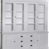 Casa Padrino Landhausstil Wohnzimmerschrank Hellgrau 223 x 51 x H. 240 cm - Bücherschrank mit 6 Türen und 6 Schubladen - Massivholz Schrank - Landhausstil Möbel