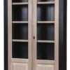 Casa Padrino Landhausstil Wohnzimmerschrank Schwarz / Naturfarben 109 x 40 x H. 210 cm