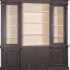 Casa Padrino Landhausstil Wohnzimmerschrank Antik Schwarz / Creme 223 x 51 x H. 240 cm - Bücherschrank mit 4 Türen und 6 Schubladen - Massivholz Schrank - Landhausstil Möbel
