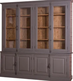 Casa Padrino Landhausstil Wohnzimmer Vitrinenschrank Lilagrau / Braun 223 x 50 x H. 228 cm - Wohnzimmerschrank mit 8 Türen