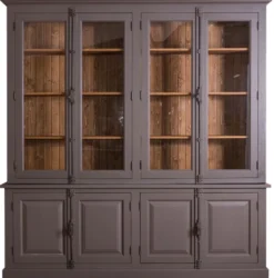Casa Padrino Landhausstil Wohnzimmer Vitrinenschrank Lilagrau / Braun 223 x 50 x H. 228 cm - Wohnzimmerschrank mit 8 Türen