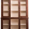 Casa Padrino Landhausstil Wohnzimmerschrank Dunkelbraun / Creme 184 x 48 x H. 228 cm - Massivholz Vitrinenschrank mit 4 Glastüren