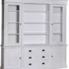 Casa Padrino Landhausstil Wohnzimmerschrank Hellgrau 223 x 51 x H. 240 cm - Bücherschrank mit 4 Türen und 6 Schubladen - Massivholz Schrank - Landhausstil Möbel