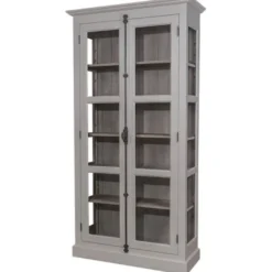 Casa Padrino Landhaus Vitrinen Schrank Küchenschrank 109 x H 210 cm- Esszimmer Schrank Wohnzimmer Antik Landhaus Stil