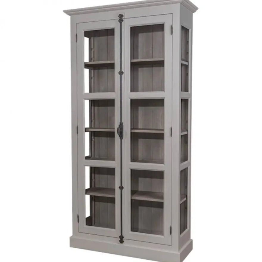Casa Padrino Landhaus Vitrinen Schrank Küchenschrank 109 x H 210 cm- Esszimmer Schrank Wohnzimmer Antik Landhaus Stil