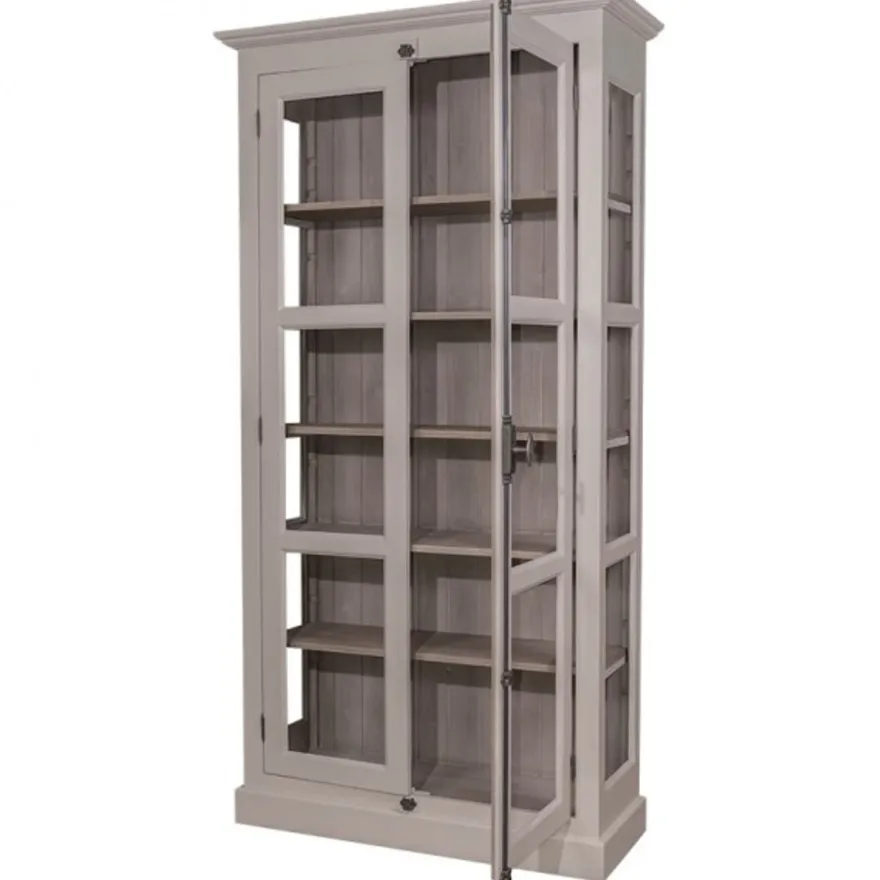 Casa Padrino Landhaus Vitrinen Schrank Küchenschrank 109 x H 210 cm- Esszimmer Schrank Wohnzimmer Antik Landhaus Stil