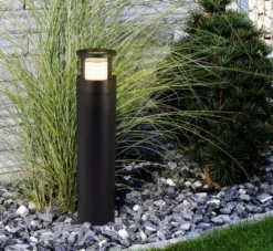Casa Padrino LED Außenleuchte Schwarz Ø 10,8 x H. 50 cm - Wetterbeständige Gartenleuchte - Terrassenleuchte - Moderne Garten & Terrassen Beleuchtung