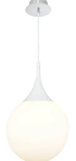 Casa Padrino LED Hängeleuchte Silber / Weiß Ø 30 x H. 150 cm - Pendelleuchte mit Mattglas Lampenschirm