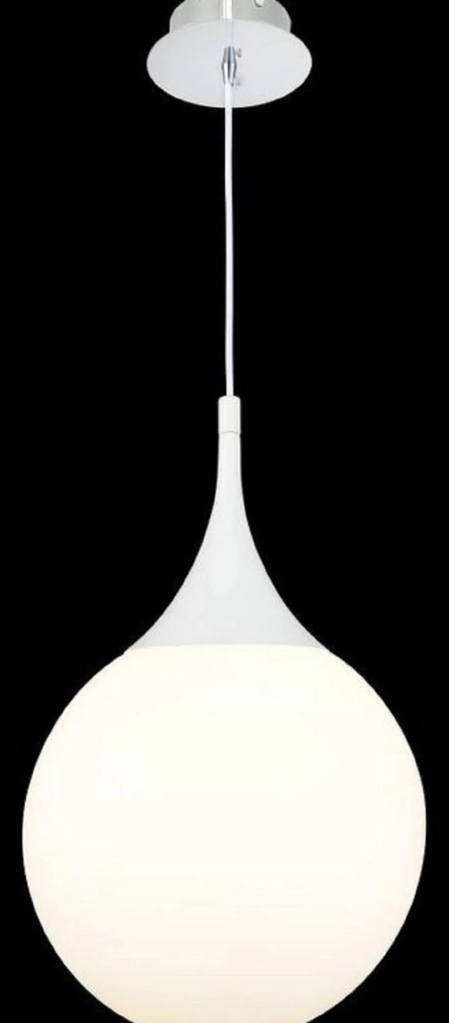 Casa Padrino LED Hängeleuchte Silber / Weiß Ø 30 x H. 150 cm - Pendelleuchte mit Mattglas Lampenschirm