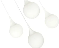 Casa Padrino LED Hängeleuchte Silber / Weiß Ø 52,5 x H. 150 cm - Hängelampe mit Mattglas Lampenschirmen