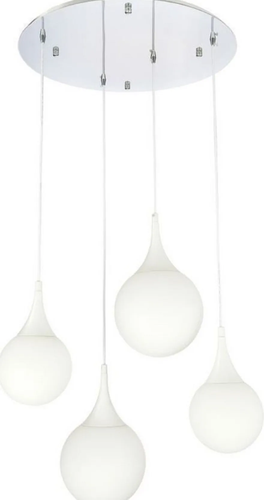 Casa Padrino LED Hängeleuchte Silber / Weiß Ø 52,5 x H. 150 cm - Hängelampe mit Mattglas Lampenschirmen