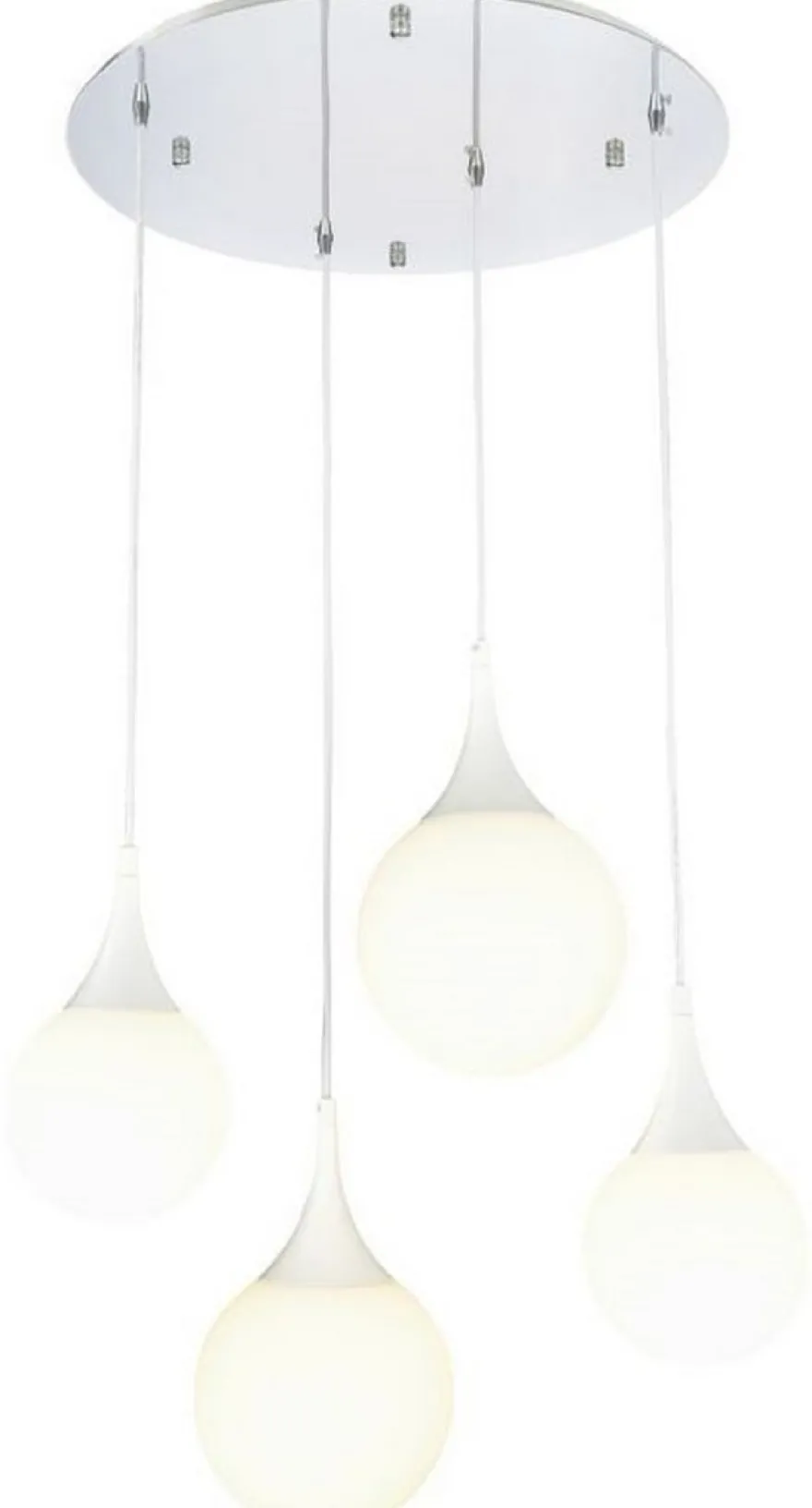 Casa Padrino LED Hängeleuchte Silber / Weiß Ø 52,5 x H. 150 cm - Hängelampe mit Mattglas Lampenschirmen