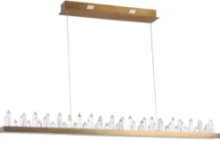 Casa Padrino LED Hängeleuchte mit messingfarbenem Metallrahmen und Kristallglaszacken 115 x 9 x H. 10,4 cm