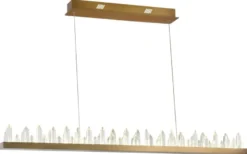 Casa Padrino LED Hängeleuchte mit messingfarbenem Metallrahmen und Kristallglaszacken 115 x 9 x H. 10,4 cm