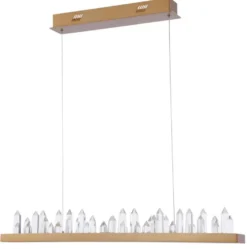 Casa Padrino LED Hängeleuchte in Messingfarben mit Kristallglaszacken, 80 x 9 x H. 10,4 cm