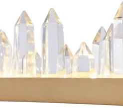 Casa Padrino LED Hängeleuchte in Messingfarben mit Kristallglaszacken, 80 x 9 x H. 10,4 cm