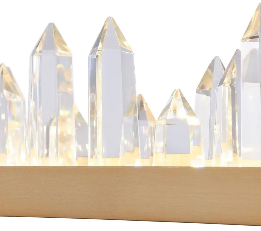 Casa Padrino LED Hängeleuchte in Messingfarben mit Kristallglaszacken, 80 x 9 x H. 10,4 cm