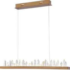 Casa Padrino LED Hängeleuchte in Messingfarben mit Kristallglaszacken, 80 x 9 x H. 10,4 cm