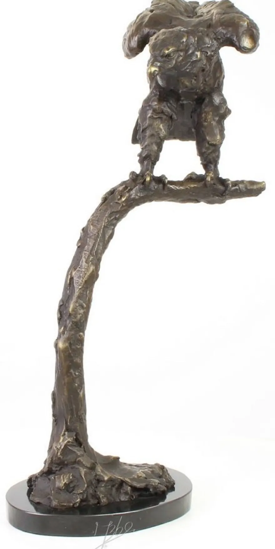Casa Padrino Luxus Adler Bronzefigur Grau / Gold / Schwarz 44,4 x 28,8 x H. 71,5 cm - Dekofigur mit Marmorsockel