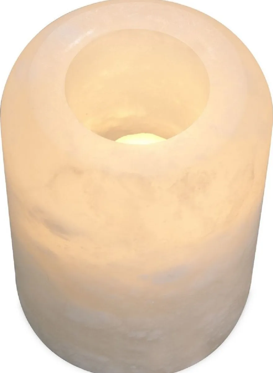 Casa Padrino Luxus Alabaster Teelichthalter Ø 12 x H. 16 cm - Deko Accessoires - Luxus Qualität