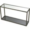 Casa Padrino Luxus Aluguss Konsole mit Glasplatten Bronze / Grau 140 cm - Luxus Möbel