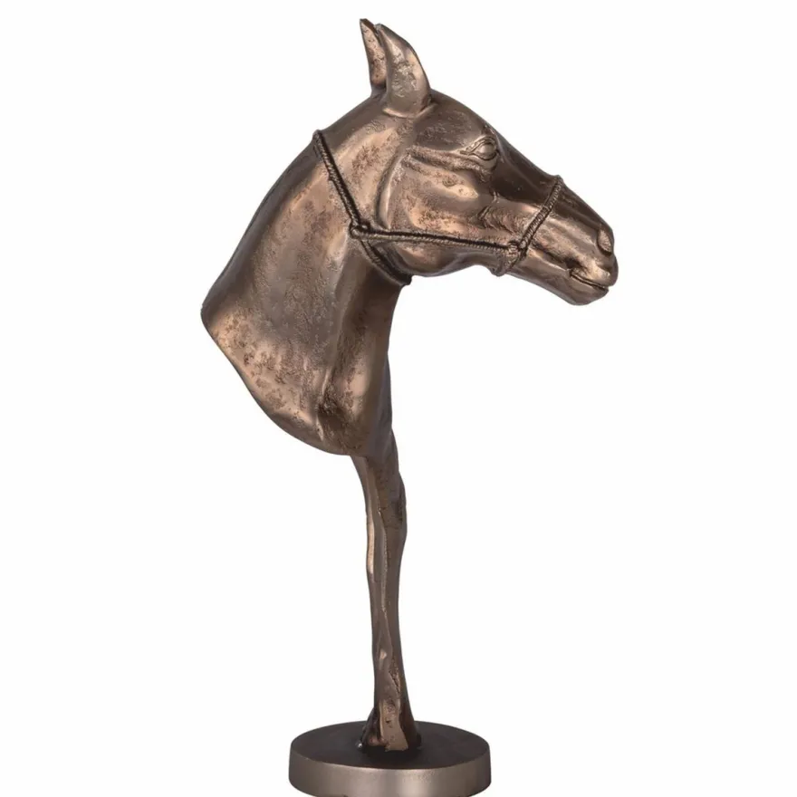 Casa Padrino Luxus Aluminium Deko Figur Pferd Antik Messing H. 63,5 cm - Wohnzimmer Deko