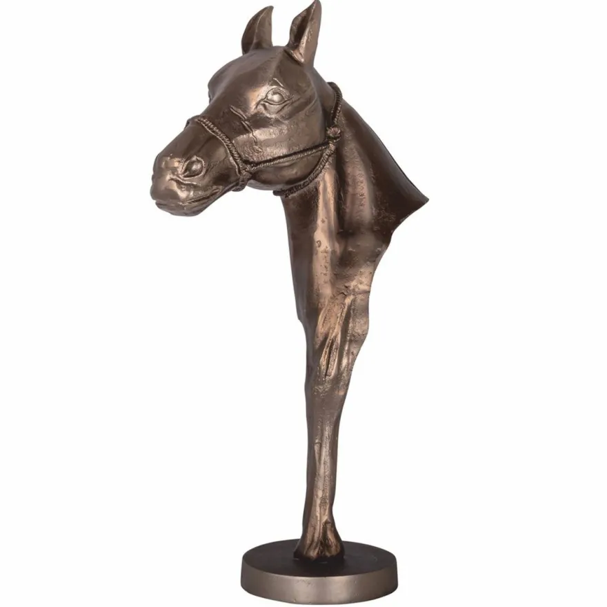 Casa Padrino Luxus Aluminium Deko Figur Pferd Antik Messing H. 63,5 cm - Wohnzimmer Deko