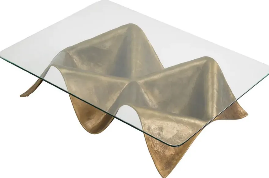 Casa Padrino Luxus Aluminium Couchtisch Vintage Messing 140 cm