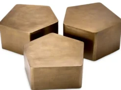 Casa Padrino Luxus Aluminium Couchtisch 3er Set Vintage Messing