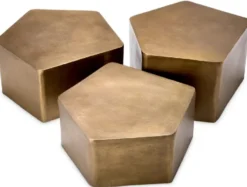 Casa Padrino Luxus Aluminium Couchtisch 3er Set Vintage Messing